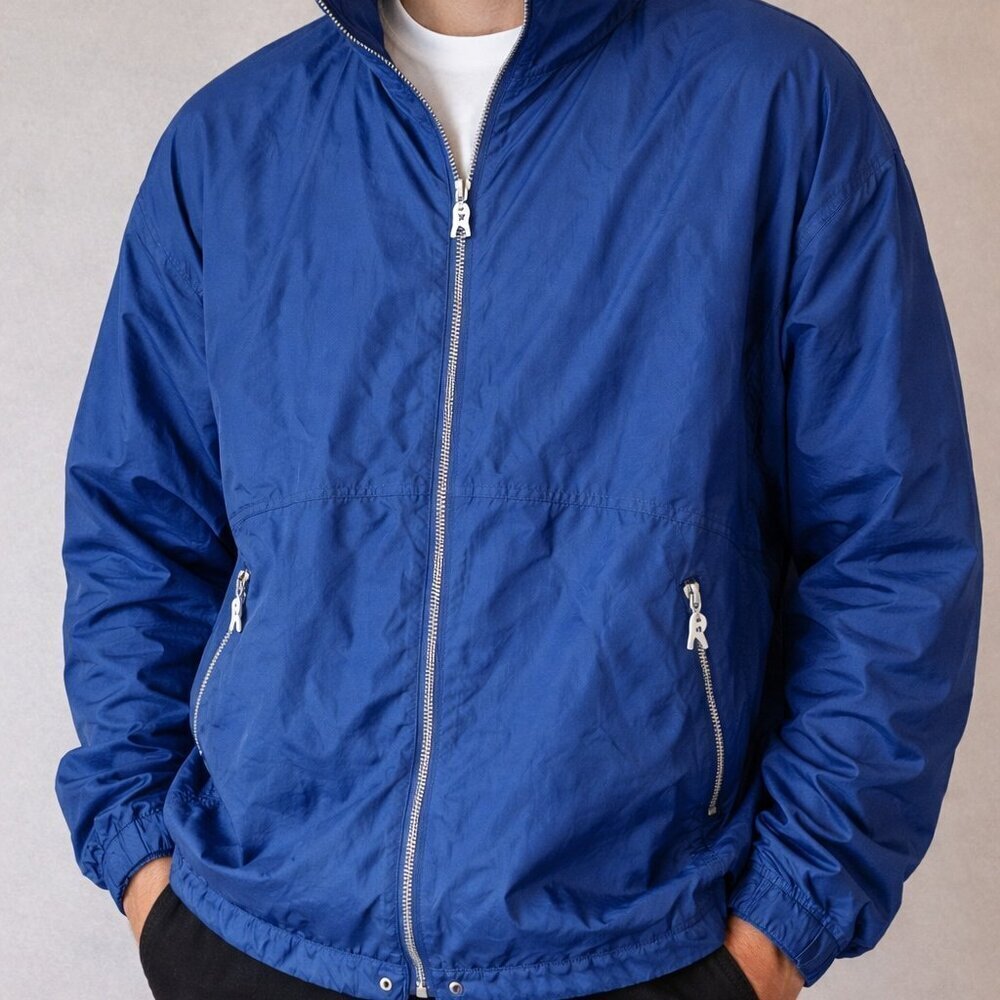 Vintage Kokanee, Blue Windbreaker Rain Jacket, size M, pockets